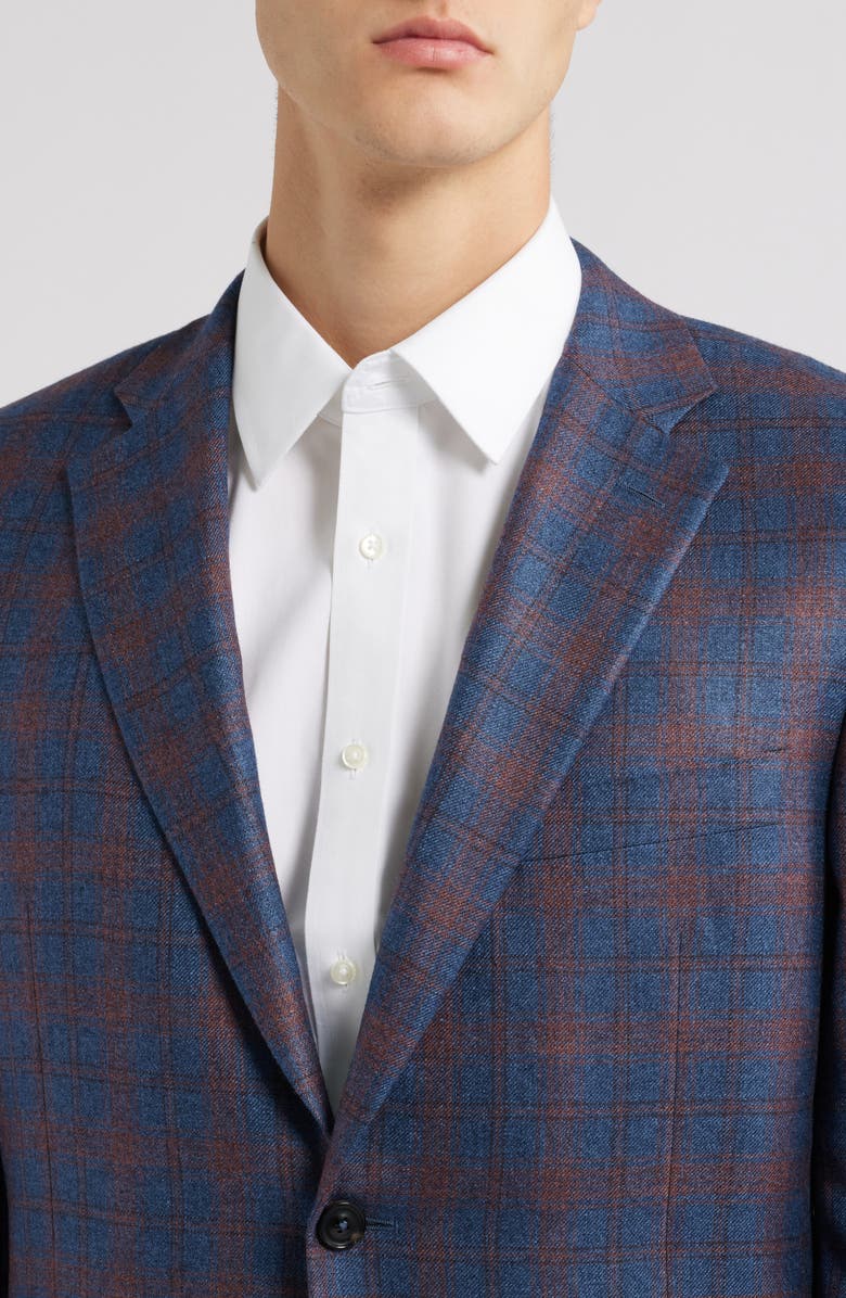 Canali Siena Regular Fit Plaid Silk & Cashmere Sport Coat, Alternate, color, 