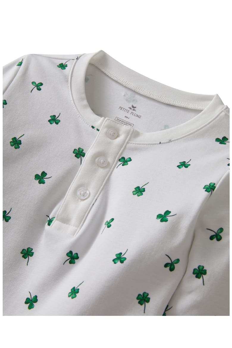 Shamrocks Fitted Pajamas, Alternate, color, GREEN
