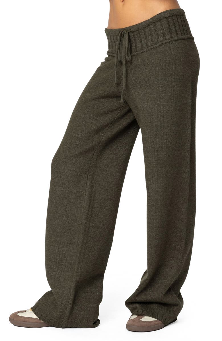 EDIKTED Russell Wide Leg Sweater Knit Pants, Alternate, color, Olive