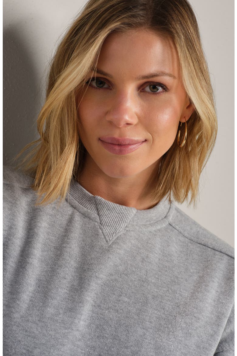 Signature Crewneck Cotton Blend Rib Sweatshirt, Alternate, color, HEATHER GRAY