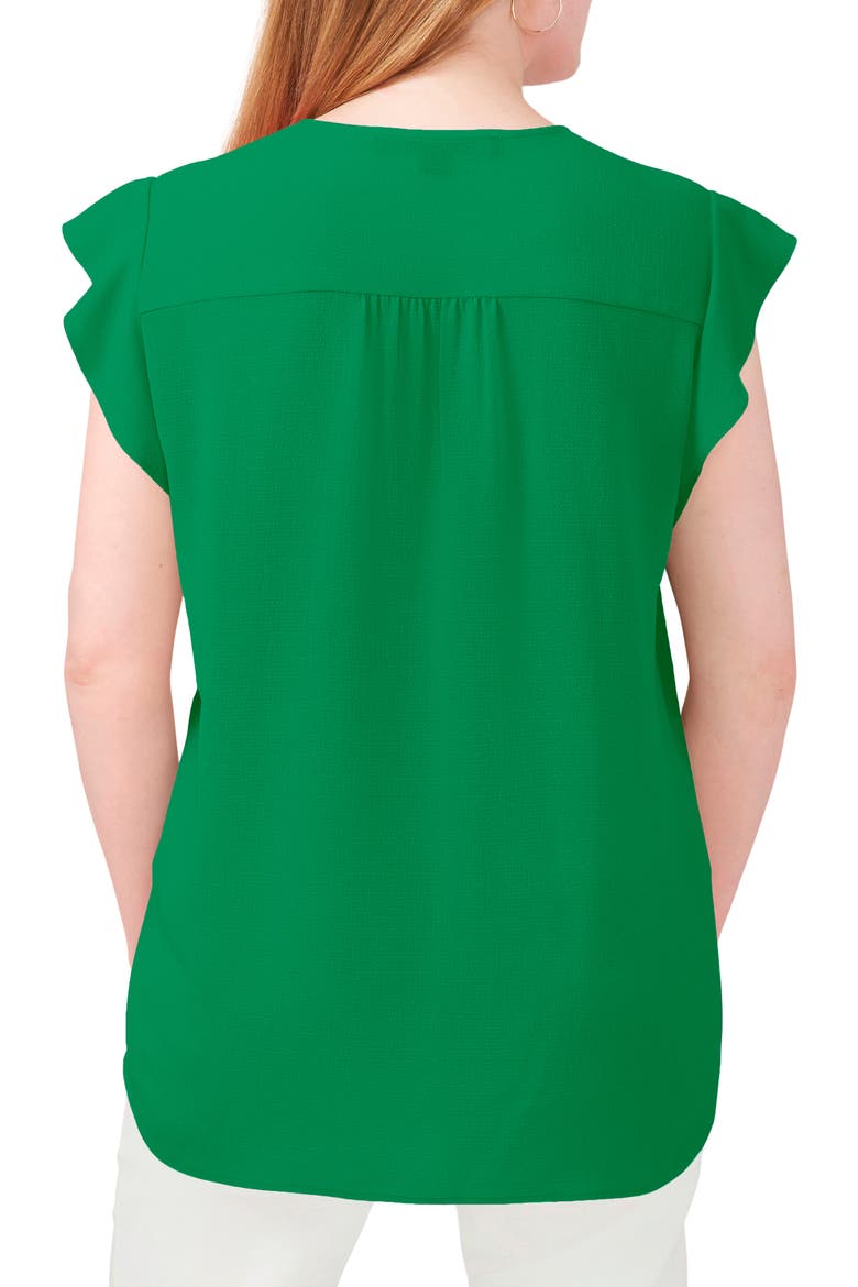 Print Flutter Sleeve Blouse, Alternate, color, LUSH GREEN