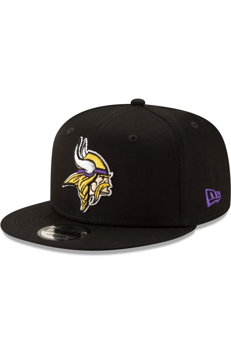 New Era Men's New Era Black Minnesota Vikings Basic 9FIFTY Adjustable Snapback Hat, Main, color, Black