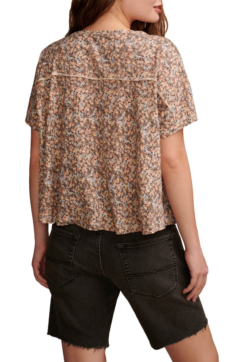 Lucky Brand Braided Dolman Sleeve T-Shirt, Alternate, color, Peach Whip Multi