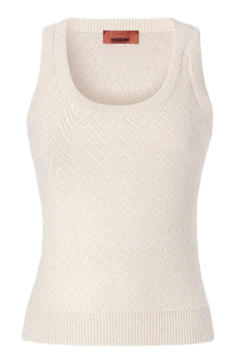 Missoni Cotton Blend Tank Top With Zigzag Pattern, Alternate, color, Beige