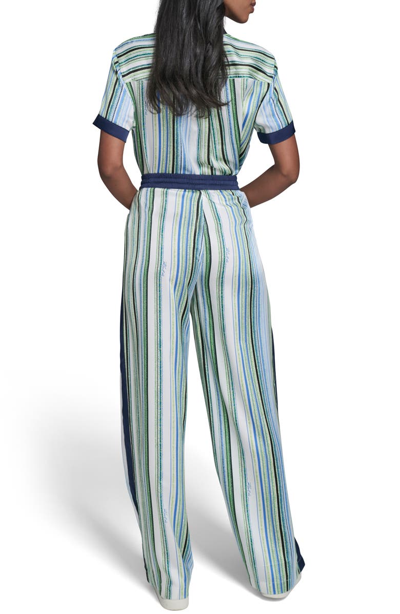 KARL LAGERFELD PARIS Stripe Wide Leg Pants, Alternate, color, Soft White/ Sky Blue Multi