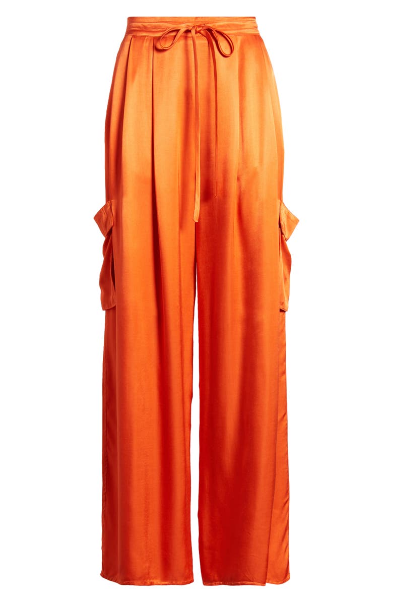 Nation LTD Romeo Fluid Satin Cargo Pants, Alternate, color, Fiesta