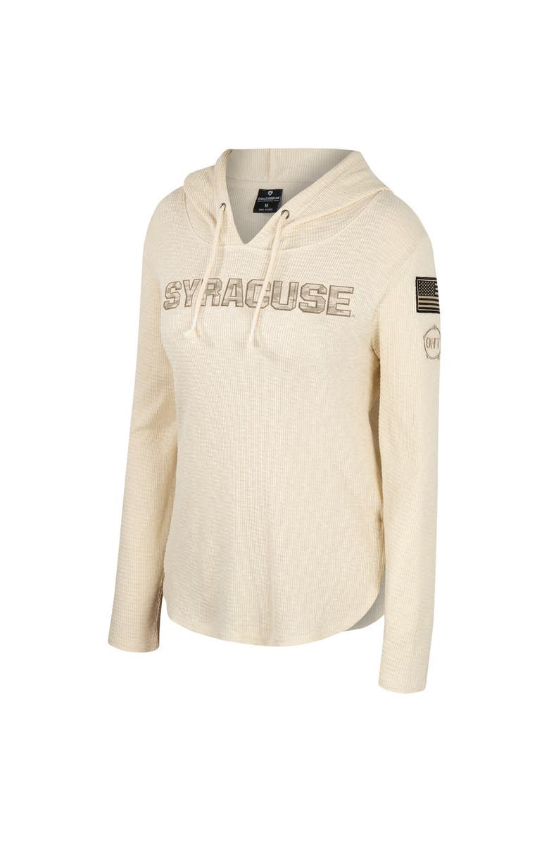 COLOSSEUM Women's Colosseum Cream Syracuse Orange OHT Military Appreciation Casey Raglan Long Sleeve Hoodie T-Shirt, Alternate, color, 