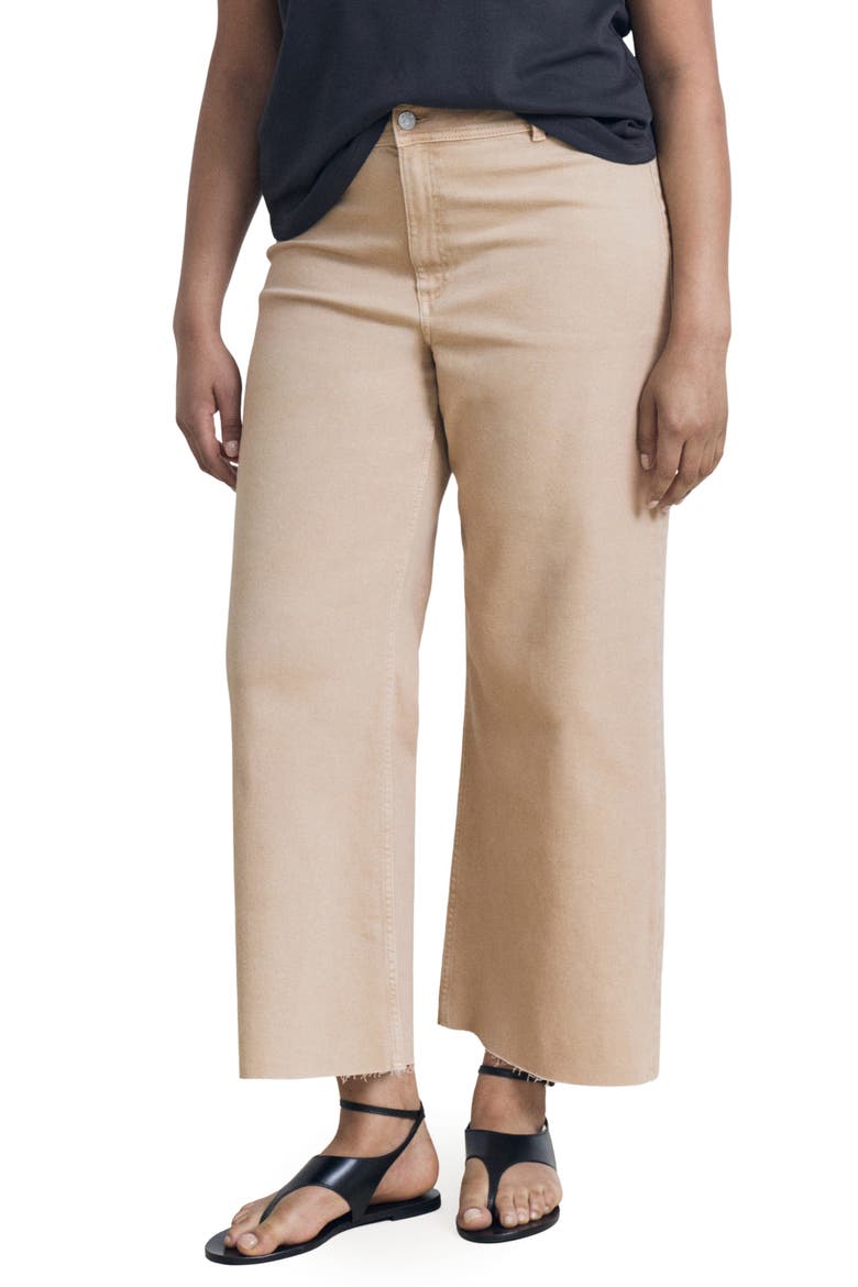 Catherin Raw Hem High Waist Culotte Jeans, Main, color, SAND