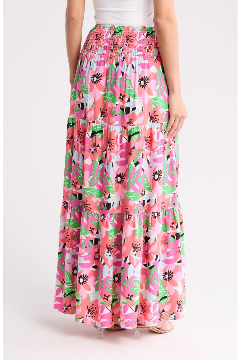 Laura Floral Smocked Waist Tiered Maxi Skirt, Alternate, color, FLORAL PALETTE
