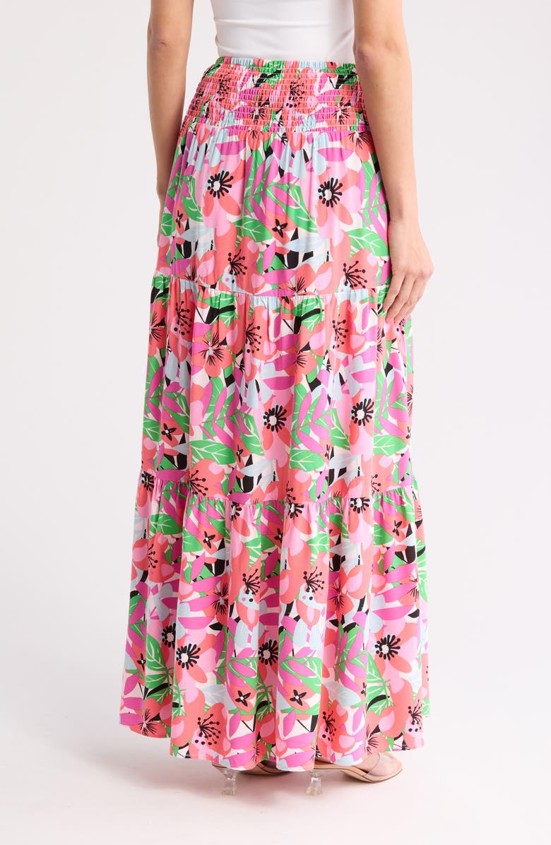 BY DESIGN Laura Floral Smocked Waist Tiered Maxi Skirt, Alternate, color, Floral Palette