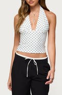 EDIKTED Blaire Polka Dot Halter Top