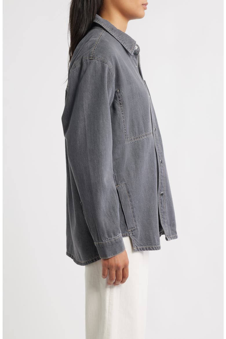 Gramercy Oversize Denim Snap-Up Shirt, Alternate, color, GRAY