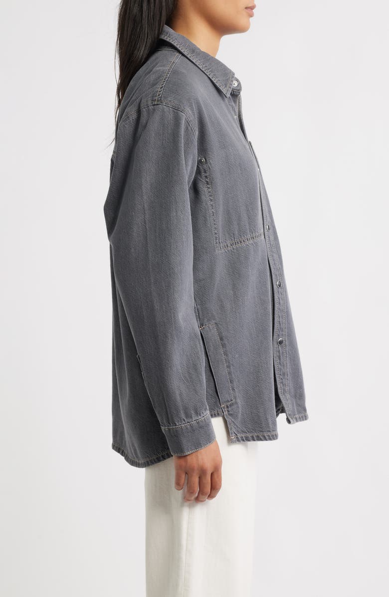 CITY BLUES Gramercy Oversize Denim Snap-Up Shirt, Alternate, color, Gray