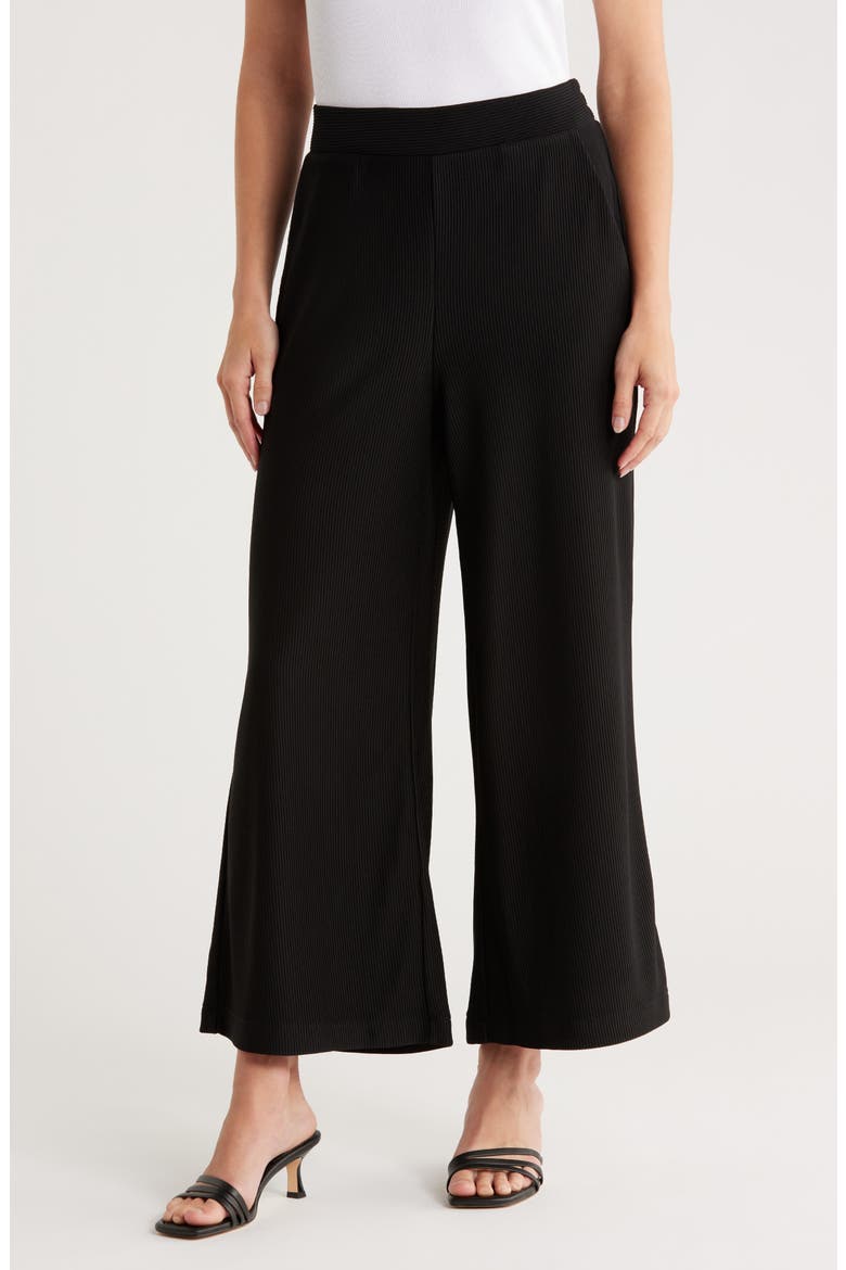 Ottoman Rib Wide Leg Crop Pants, Main, color, BLACK