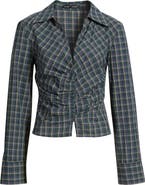 MANGO Blusa Galeeno Plaid Ruched Top