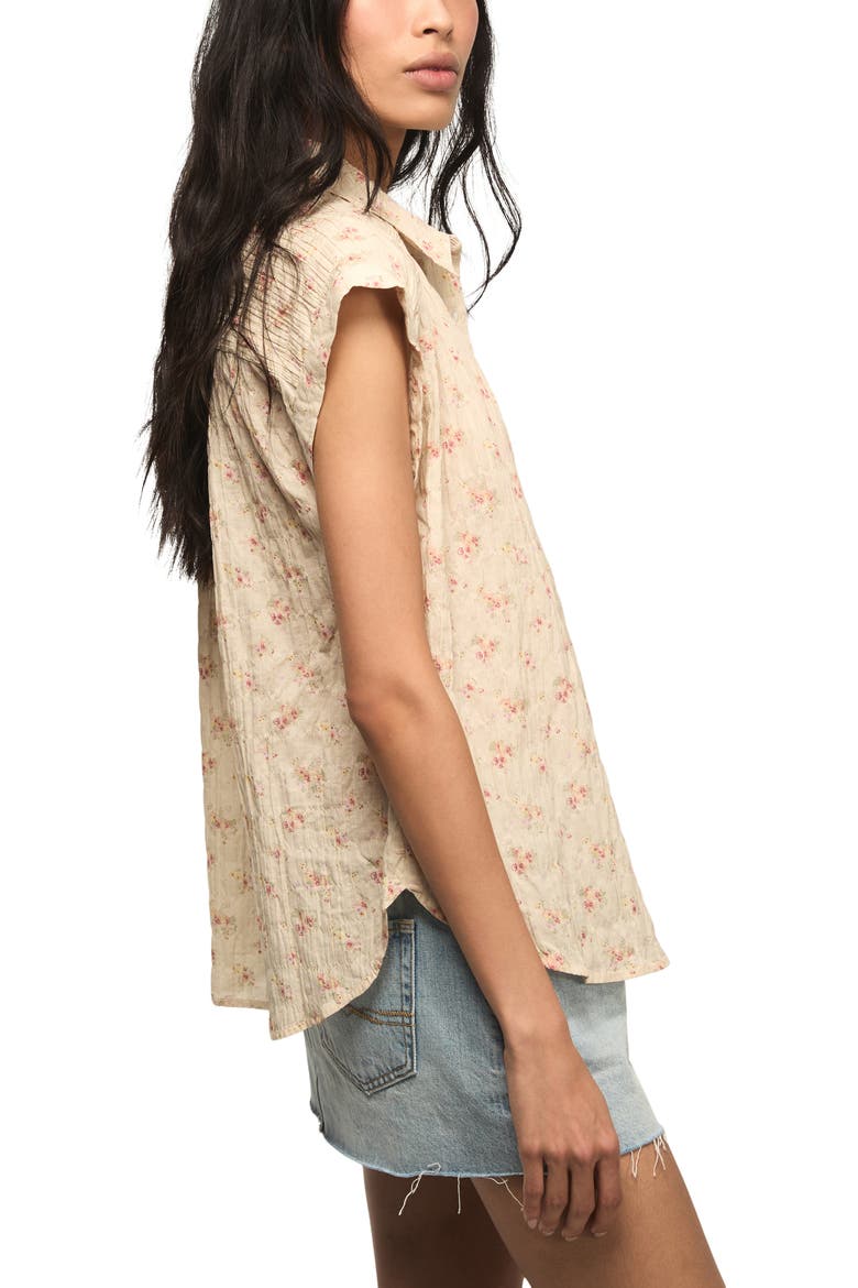 Floral Stretch Cotton Button-Up Shirt, Alternate, color, CREAM FLORAL