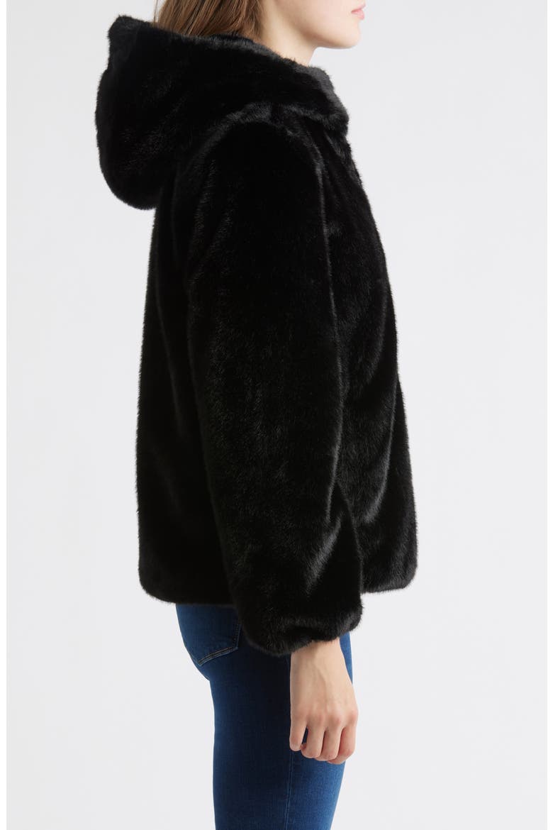 Faux Fur Hooded Jacket, Alternate, color, BLACK