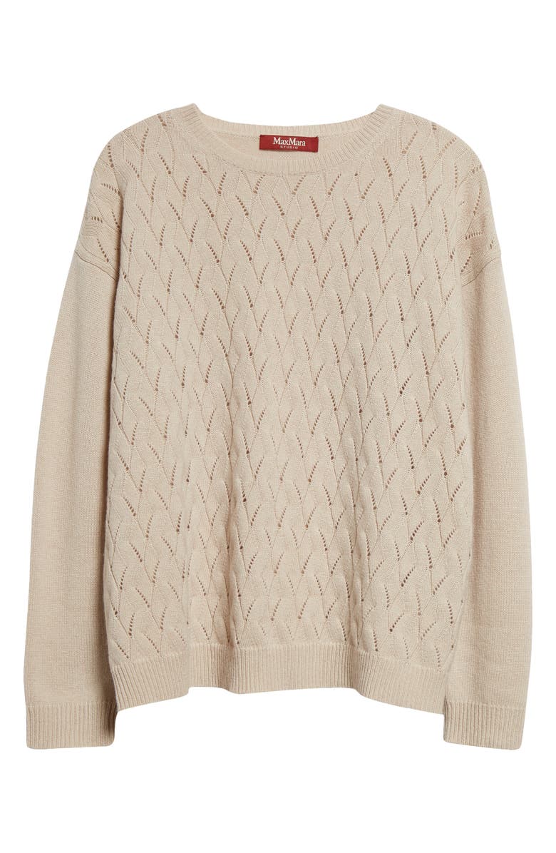 Max Mara Studio Certo Open Cable Stitch Wool & Cashmere Sweater, Alternate, color, 