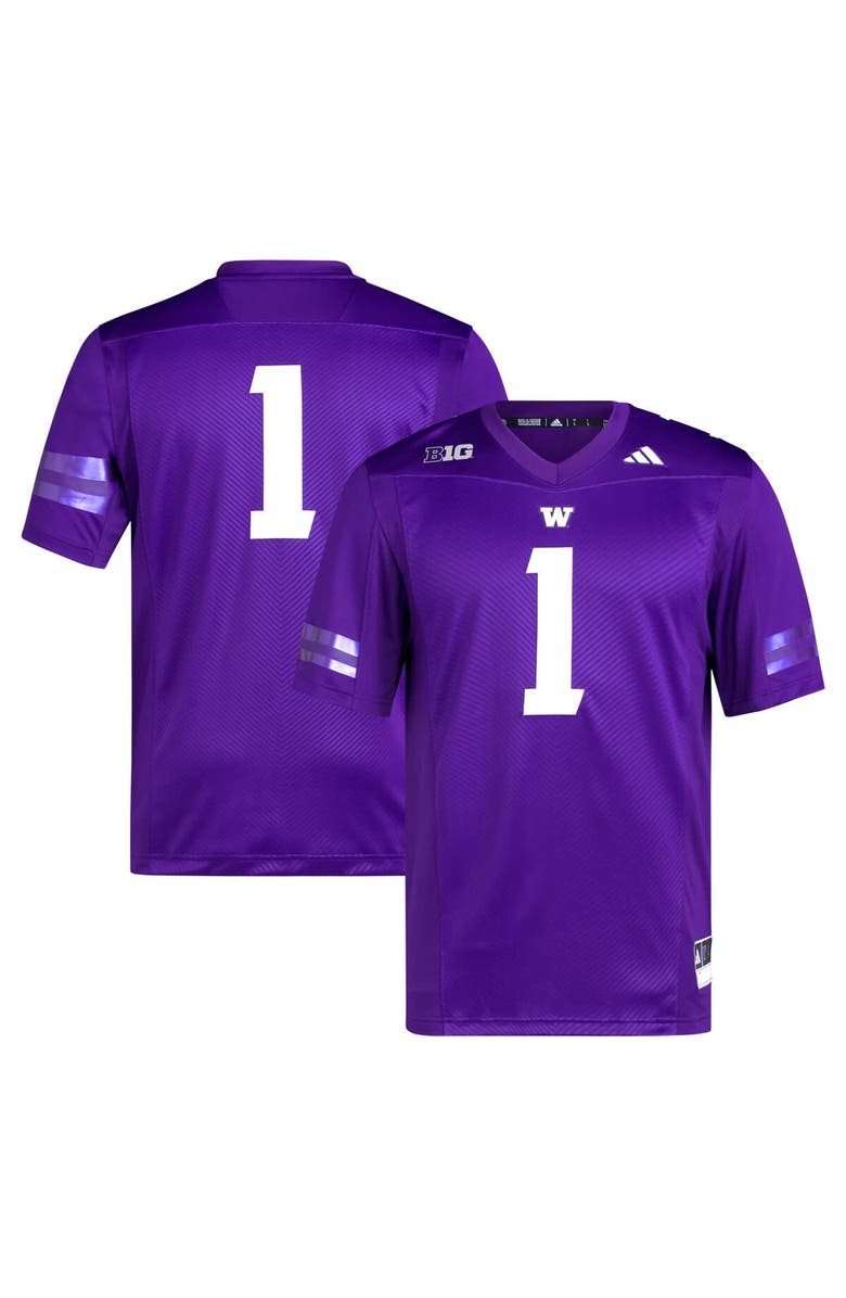 adidas Men's adidas #1 Purple Washington Huskies Premier Football Jersey, Alternate, color, Purple