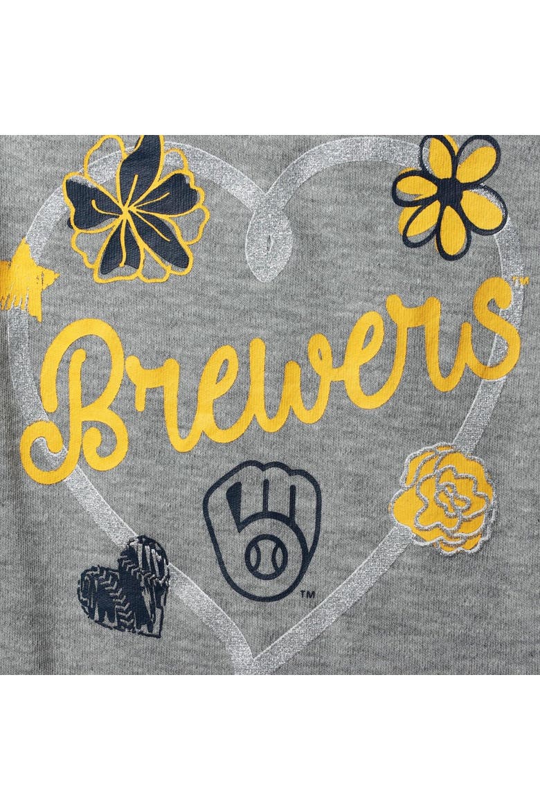 Girls Newborn & Infant Navy/Gold/Heathered Gray Milwaukee Brewers 3-Pack Batter Up Bodysuit Set, Alternate, color, Navy