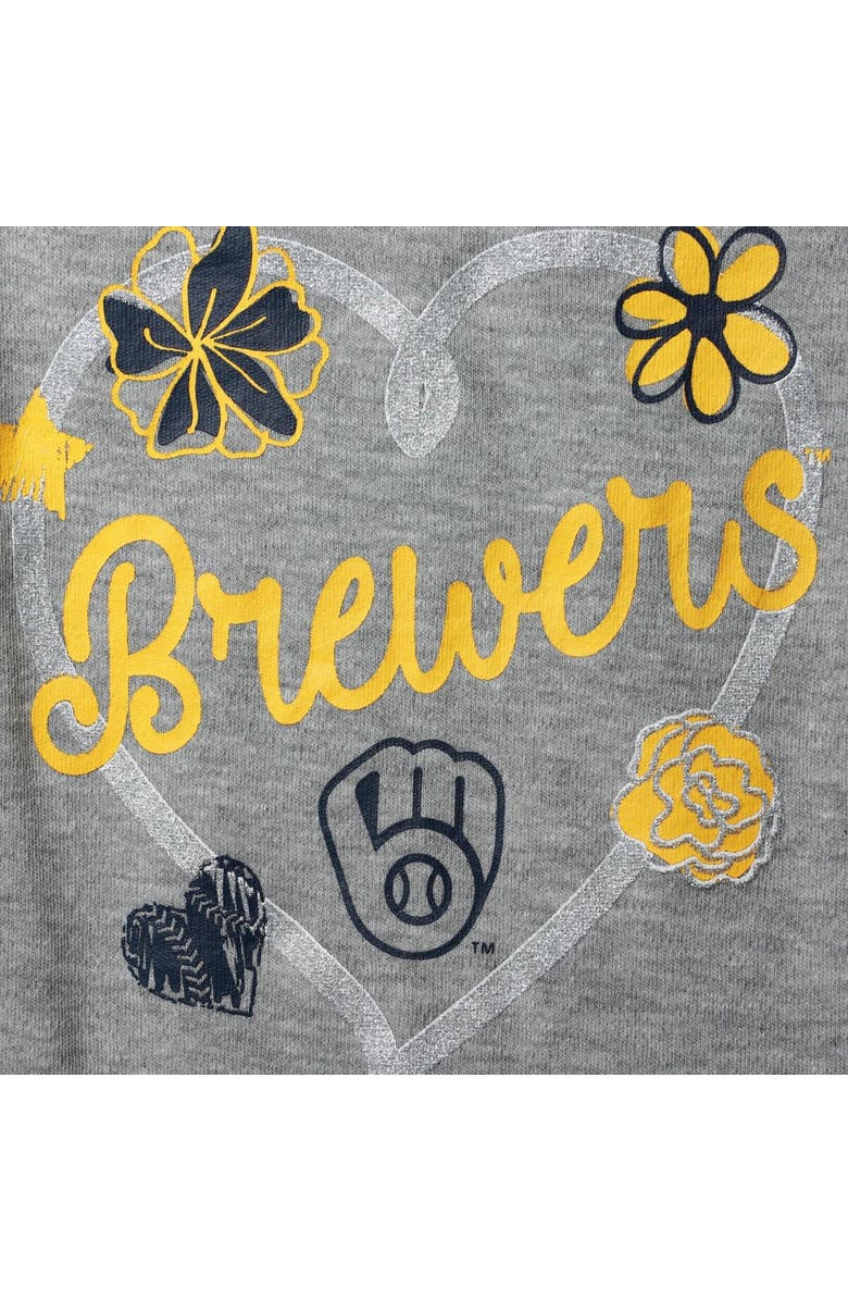 Outerstuff Girls Newborn & Infant Navy/Gold/Heathered Gray Milwaukee Brewers 3-Pack Batter Up Bodysuit Set, Alternate, color, Navy
