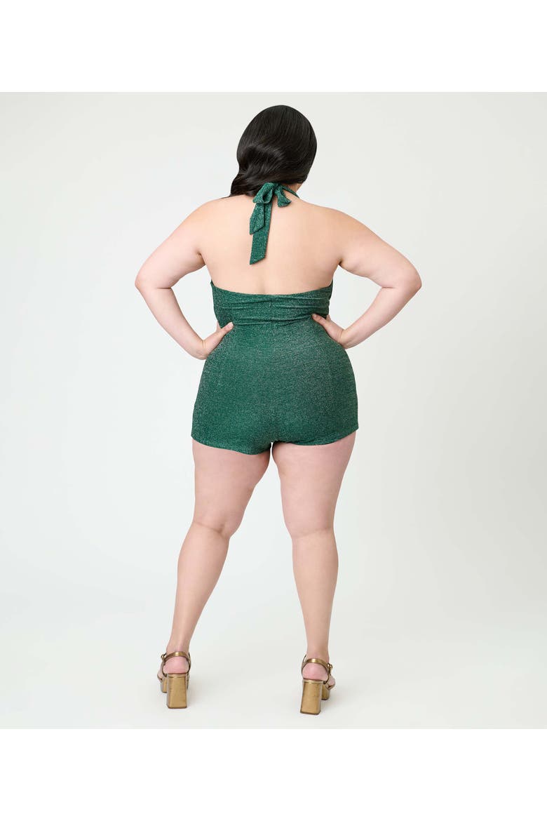 Plus Size Romper & Sarong Set, Alternate, color, Green Glitter