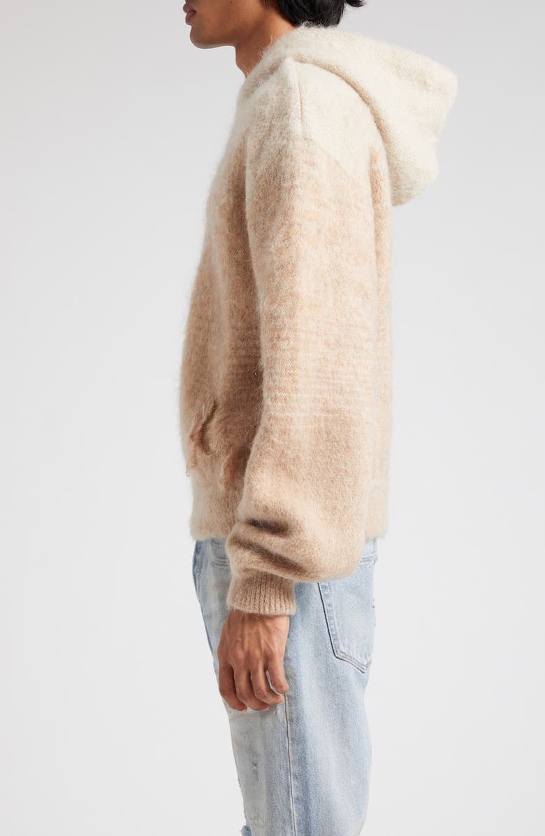 John Elliott Distressed Gradient Mohair & Wool Blend Hooded Sweater, Alternate, color,