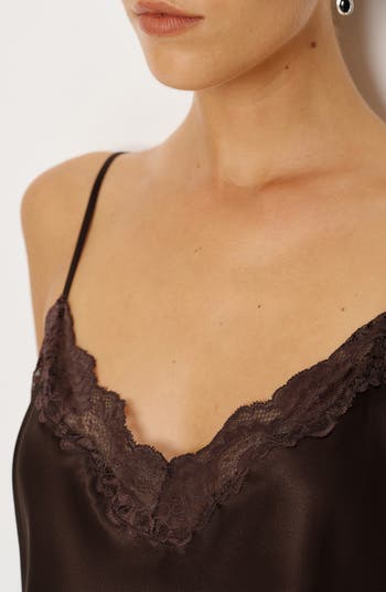 Lace Trim Silk Camisole