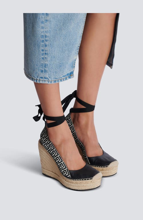 BALMAIN BALMAIN ALEX MONOGRAM JACQUARD AND LEATHER ESPADRILLES