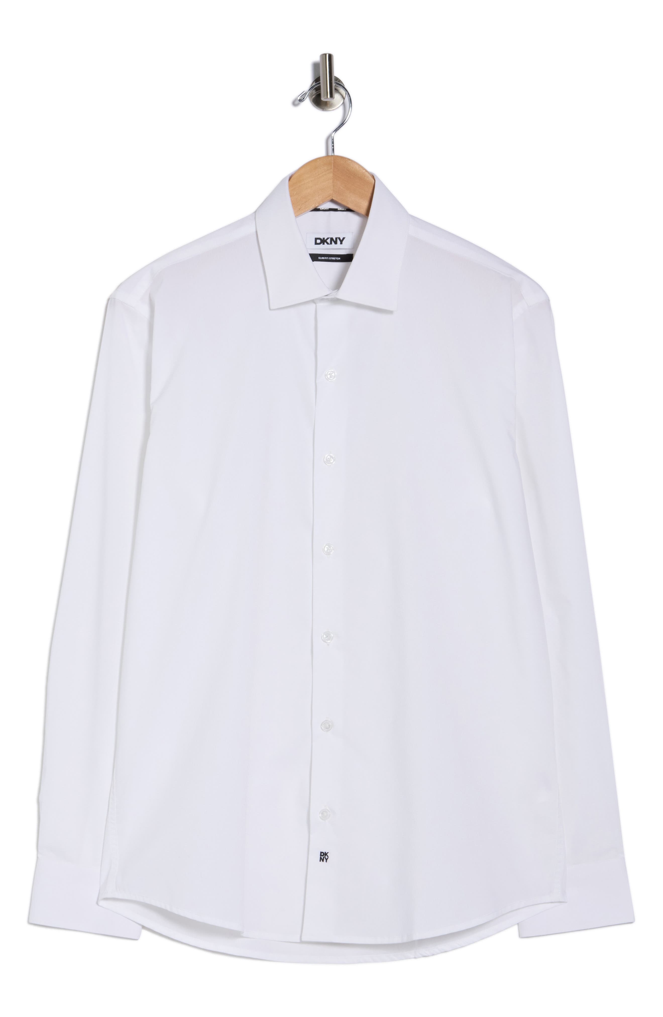 dkny white dress shirt DKNY Women's Poplin Shirt WITH Rhinestone Buttons in White