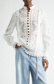 Zimmermann Aster Embroidered Lace & Eyelet Shirt