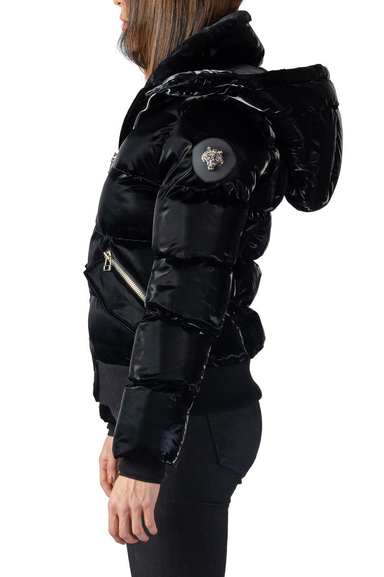 Woody Water Resistant Faux Fur Lined Hooded Quilted Puffer Jacket, Alternate, color, ALL WET BLACK