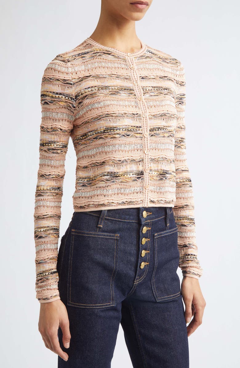 Ulla Johnson Mia Pointelle Button-Up Cardigan, Alternate, color, Hibiscus