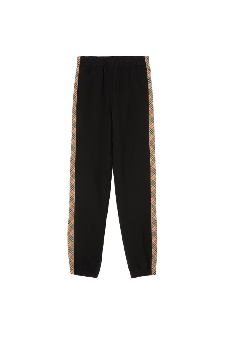 Check Trim Cotton Jogging Pants, Alternate, color, Black