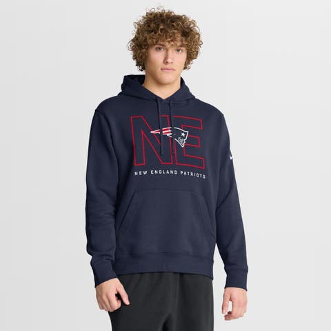 Men's Nike Navy New England Patriots Busted Play Club Fleece Pullover Hoodie