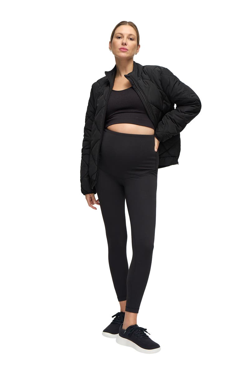 Expandable Raglan Maternity Puffer Jacket, Main, color, Black