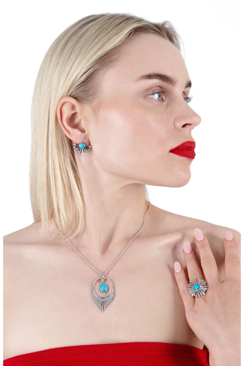 Egyptian Turquoise Pendant, Alternate, color, Sterling Silver