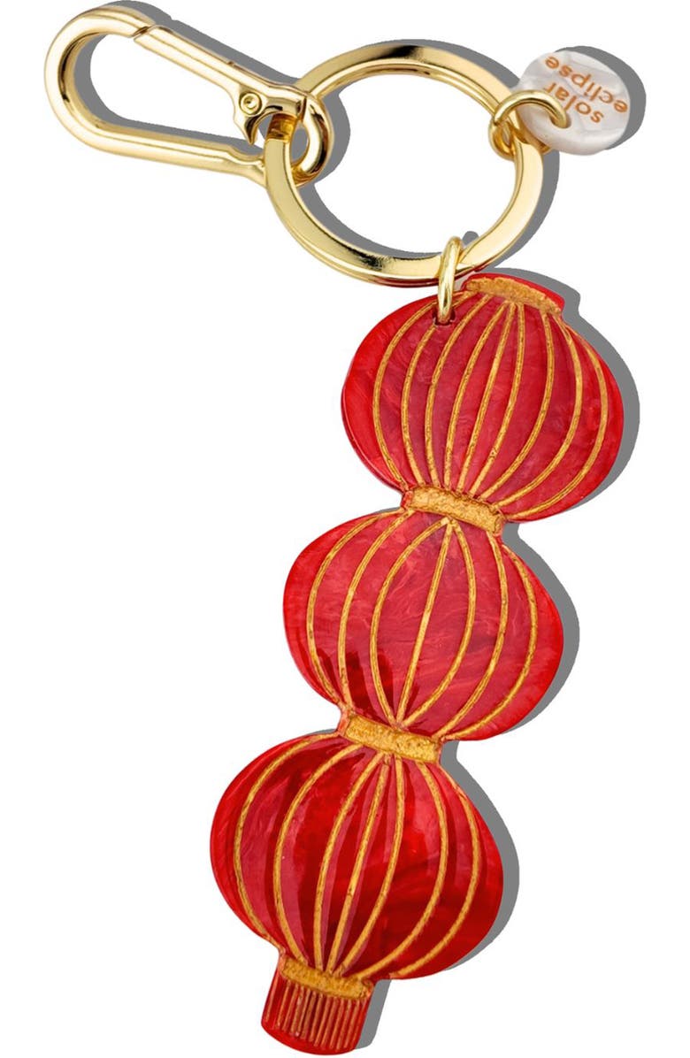 Solar Eclipse Hand Painted Red Lantern Key Chain Bag Charm, Main, color, Red