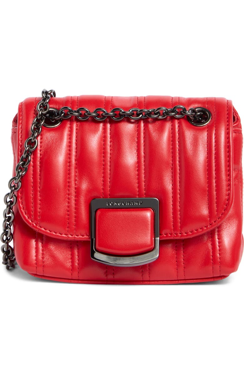 Longchamp Brio Extra Small Leather Shoulder Bag, Main, color, Red