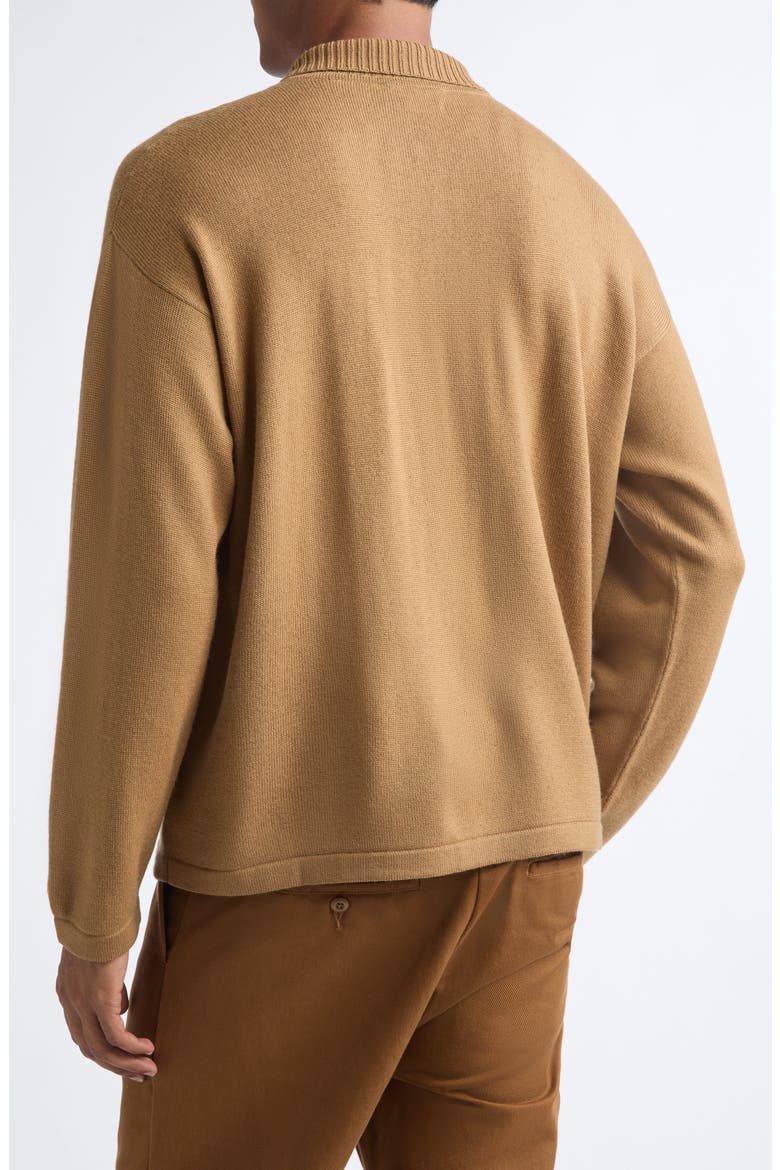 Cowboy Appliqué Merino Wool Polo Sweater, Alternate, color, TAN