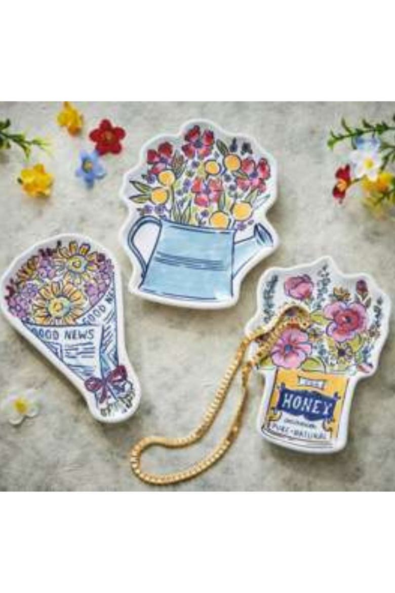 Water Can Bouquet Trinket Dish Multi Ceramic Everyday, Alternate, color, Blue