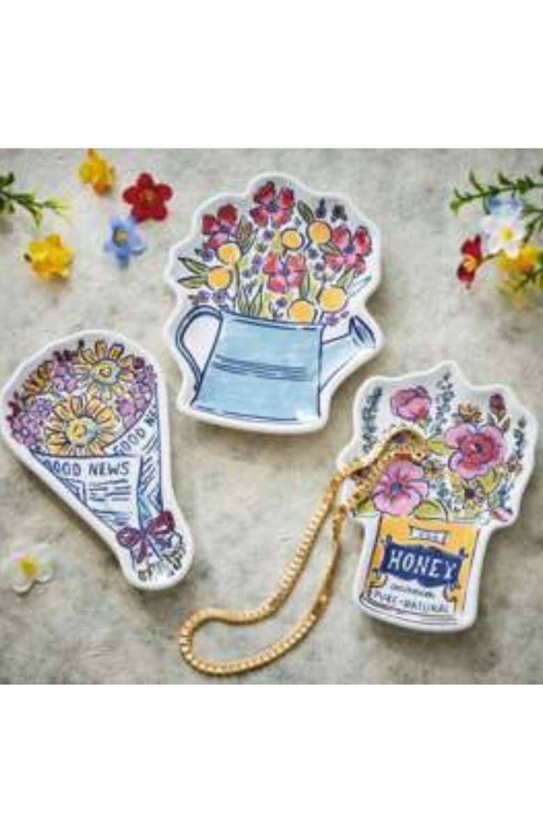 tag Honey Jar Bouquet Trinket Dish Multi Ceramic Everyday, Alternate, color, Blue