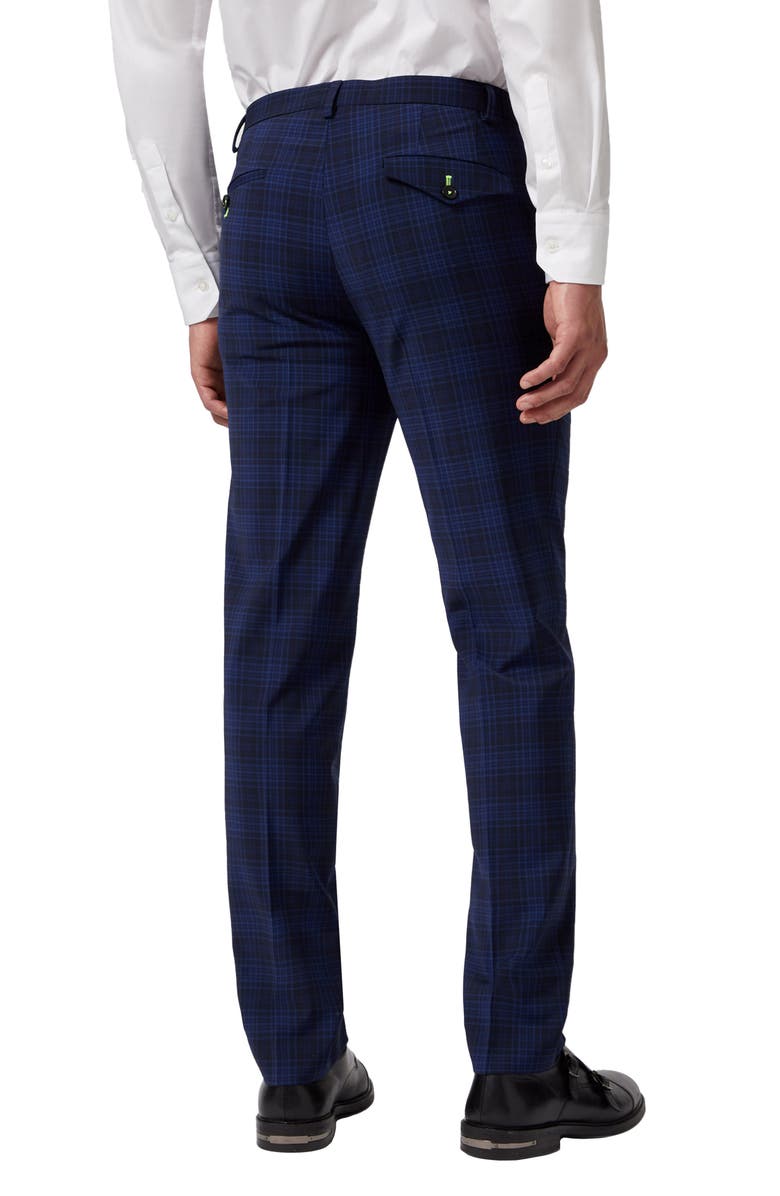Twisted Tailor Barlow Slim Fit Navy Plaid Suit Trousers, Alternate, color, 