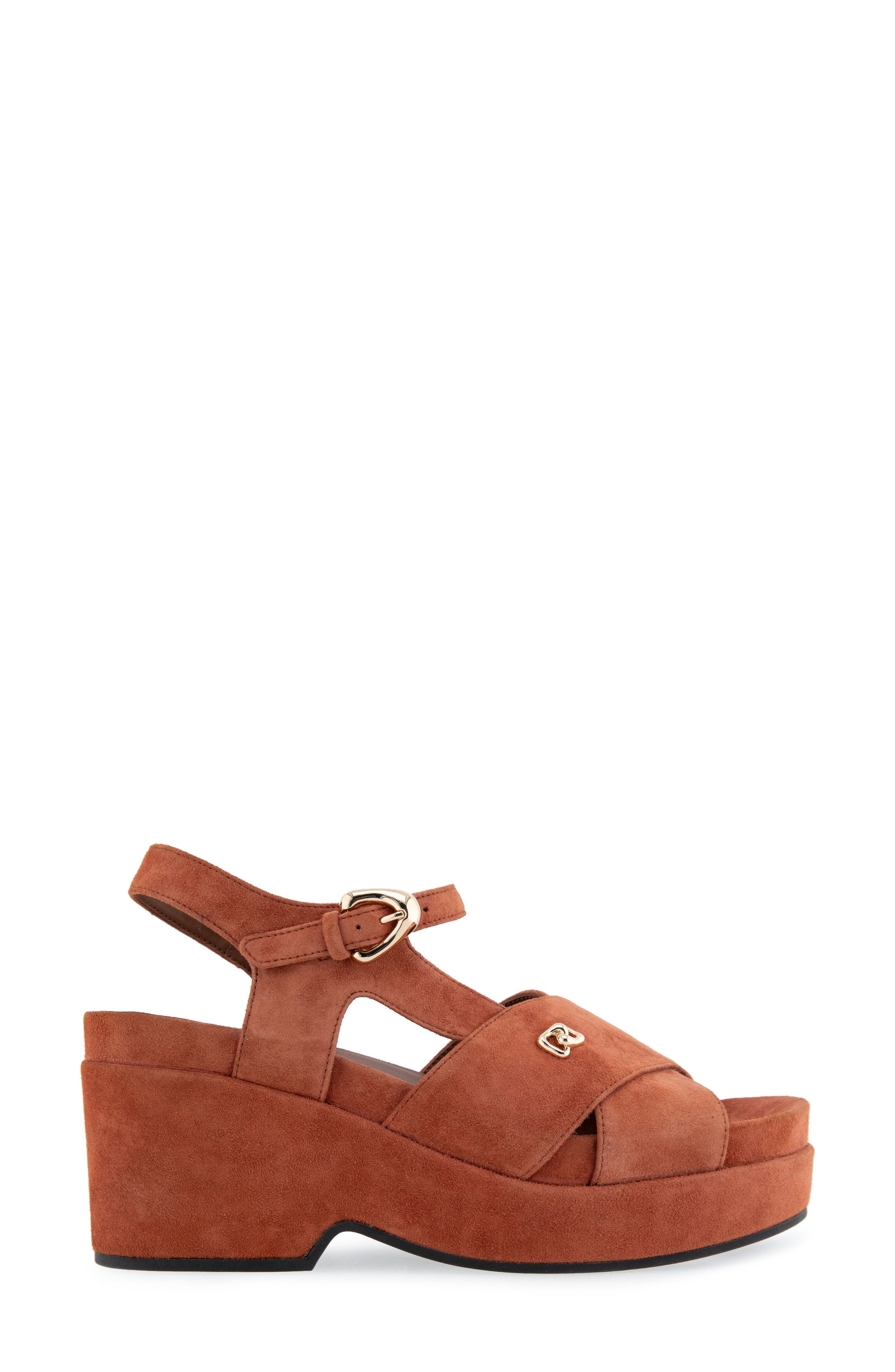 Aerosoles Cora Ankle Strap Platform Sandal, Alternate, color, Rust Suede
