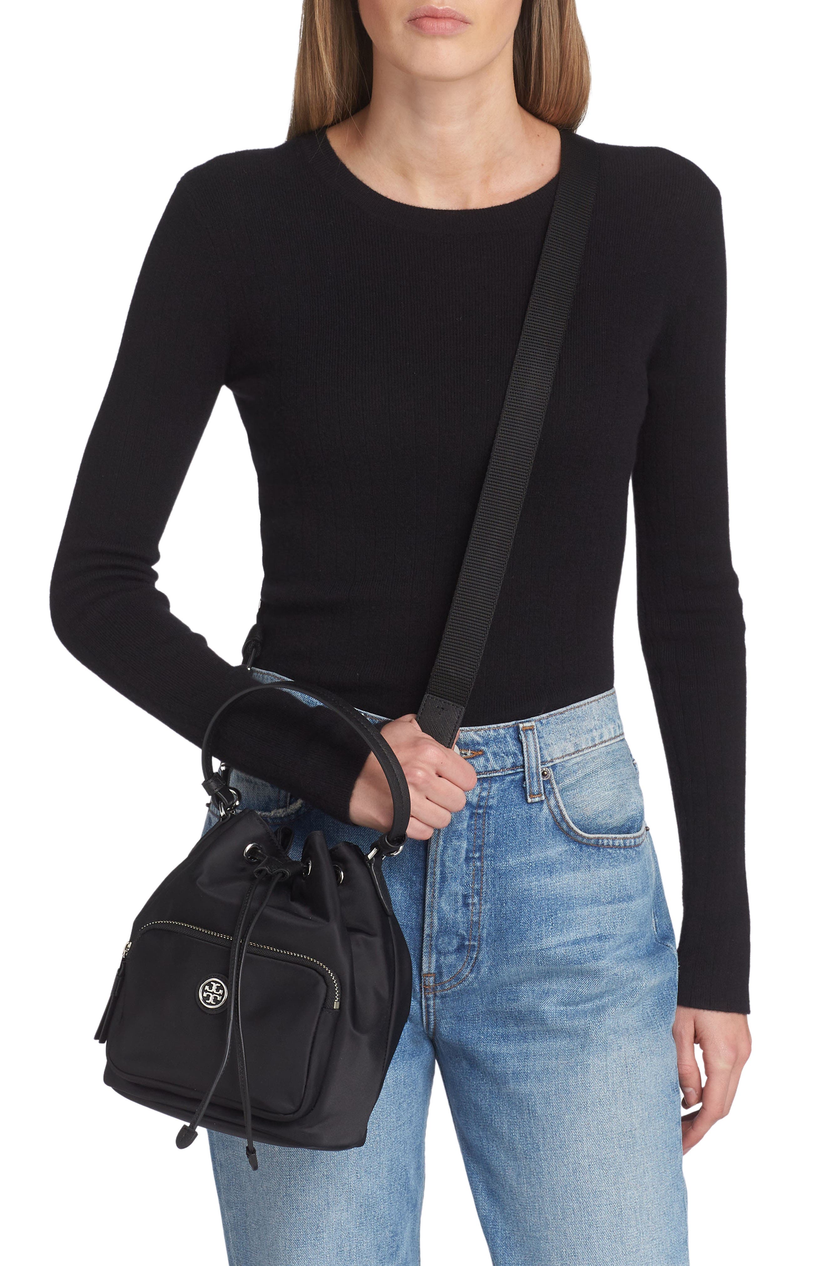 Tory Burch Virginia Recycled Nylon Bucket Bag, Alternate, color, 