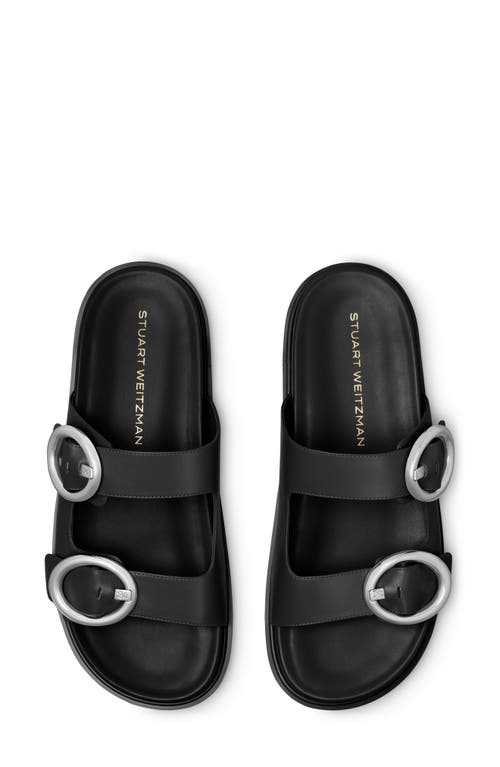 Stuart Weitzman Benni Leather Dual-strap Sport Slide Sandals In Black