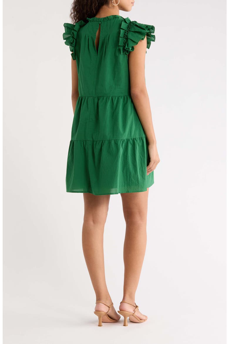 Lauren Tiered Cotton Shift Minidress, Alternate, color, EMERALD