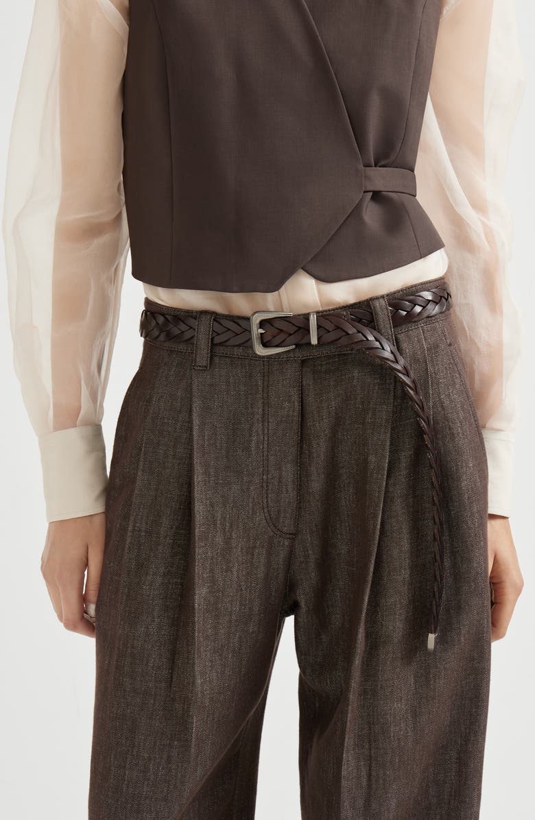 Brunello Cucinelli Braided belt, Alternate, color, Rust Brown