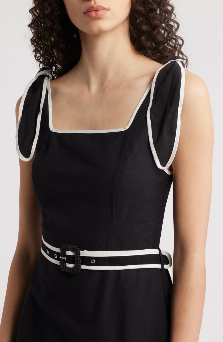 CIEBON Paola Embroidered Shoulder Tie Midi Dress, Alternate, color, 