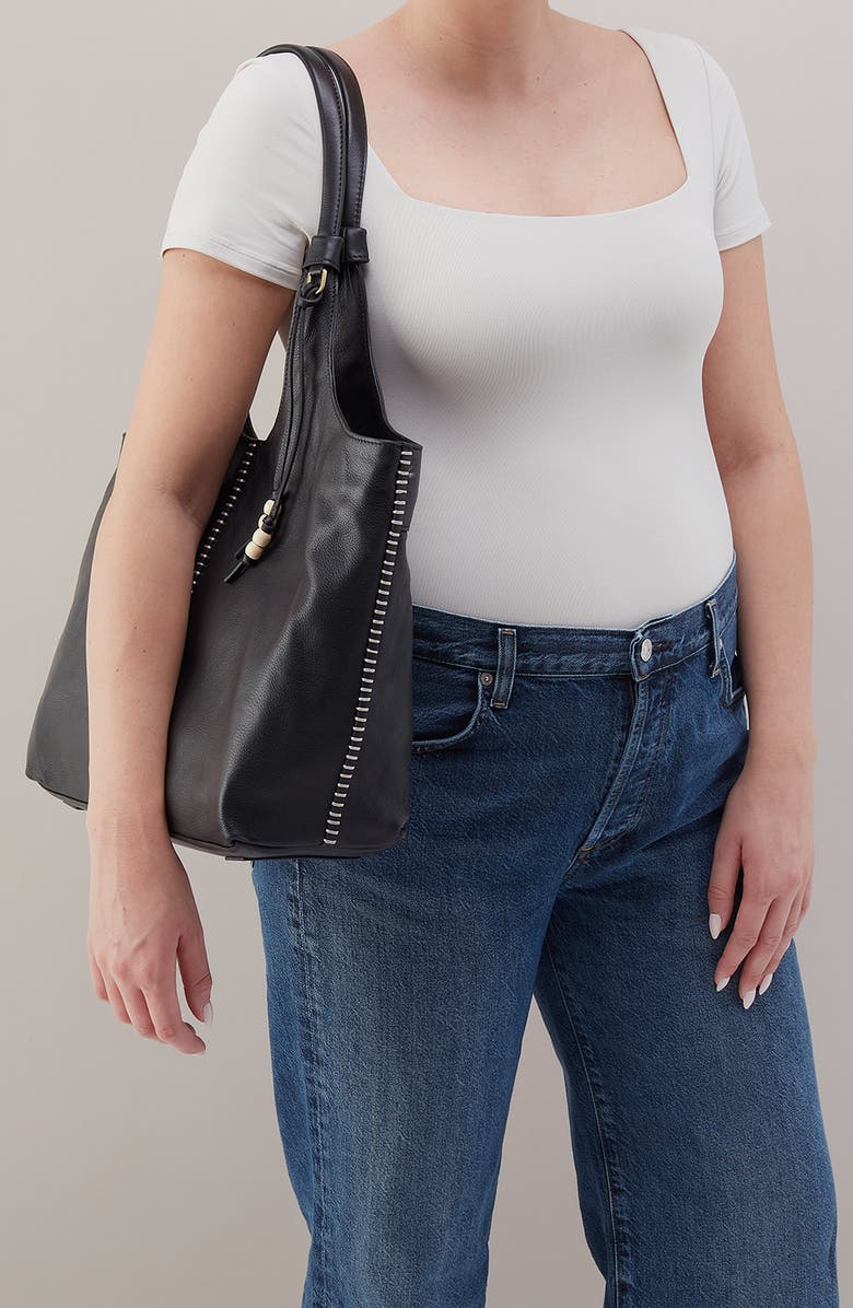 HOBO La Jolla Leather Tote, Alternate, color, Black